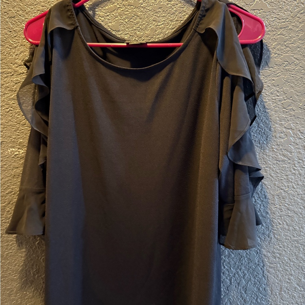 Worthington Black Top with Ruffle Sleeves